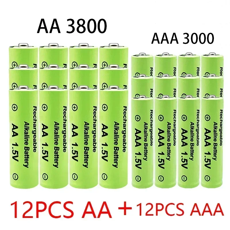 1.5V AA + AAA NI MH Akumulator AA AAA Alkaliczny 3800-3000mah Do latarki Zabawki Zegar Odtwarzacz MP3 Wymień baterię Ni-Mh