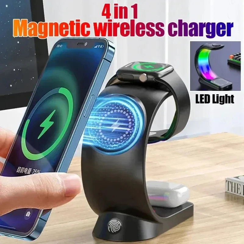 new-4-in-1-magnetic-wireless-charger-30w-phone-stand-led-light-for-iphone-17-12-pro-max-iwatch-8-7-airpods-fast-charging-station