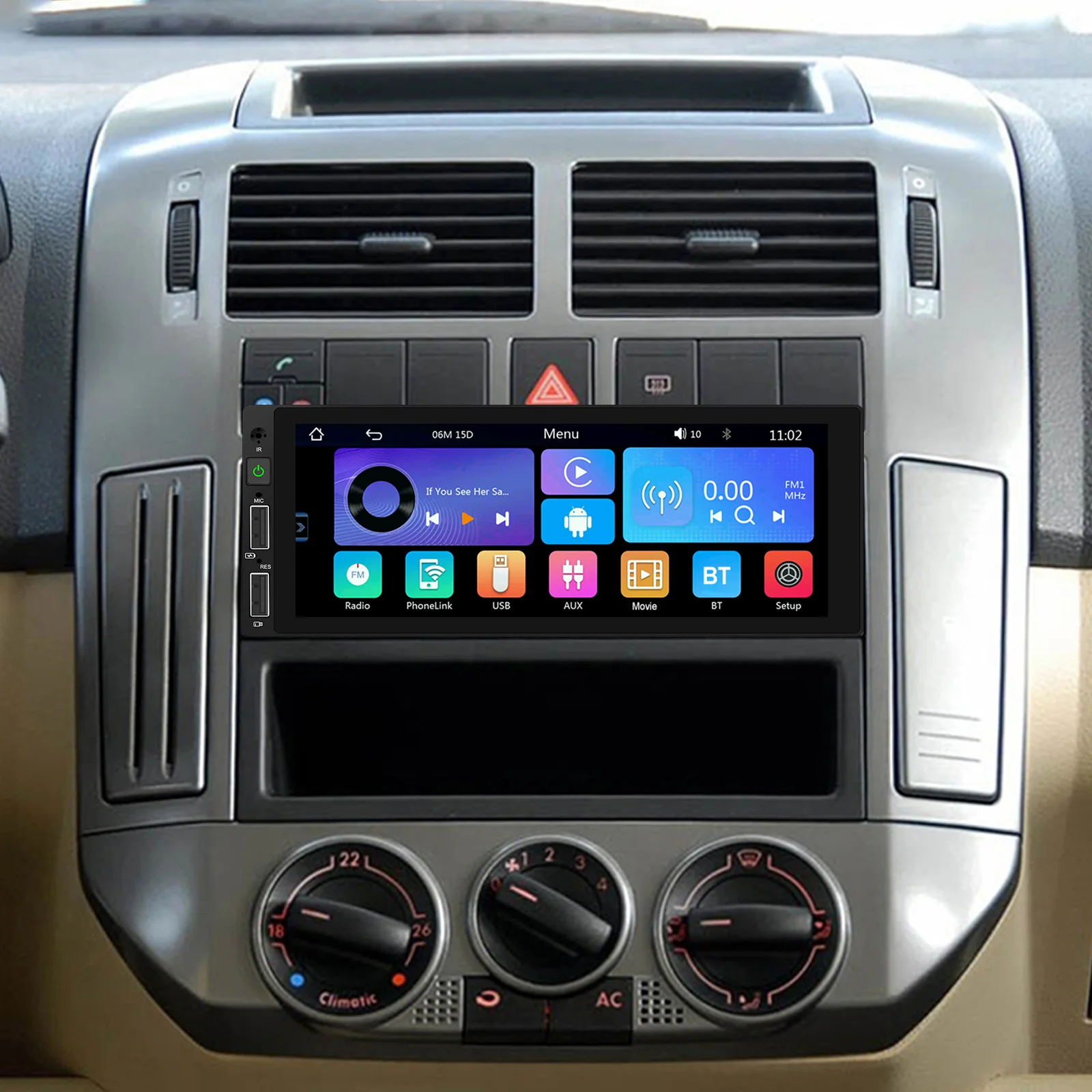 Podofo 6,86 Zoll Auto-MP5-Radio CarPlay Android Auto Intelligente Fahrzeugsysteme Mirror Link Farbige Hintergrundbeleuchtungseinstellungen BT EQ FM-Radio Stereo – Detail 9