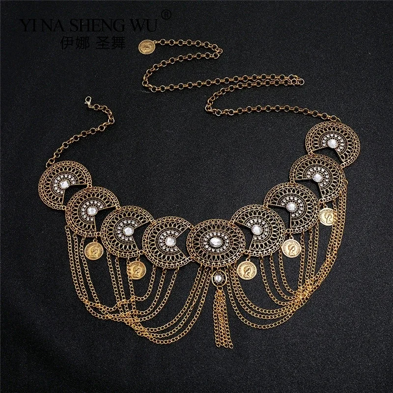 

Цыганский богемный стиль, цепочки на живот, инкрустация, хрустальный цветок, кисточка, монета, танец живота, цепочка на талию, платье, цепочка на талию, индийские украшения