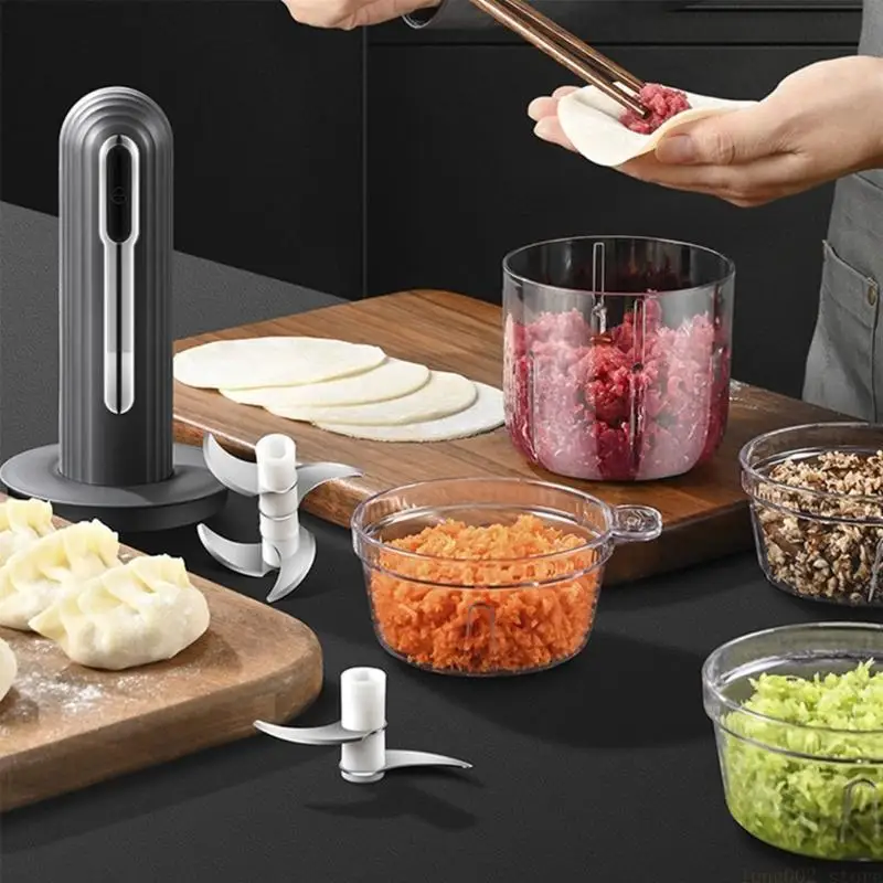 D0AB Lightweight USB Charged Electric Chopper with 4 Bowl Low Noise Seasoning Grinder for Kitchen Use Processor