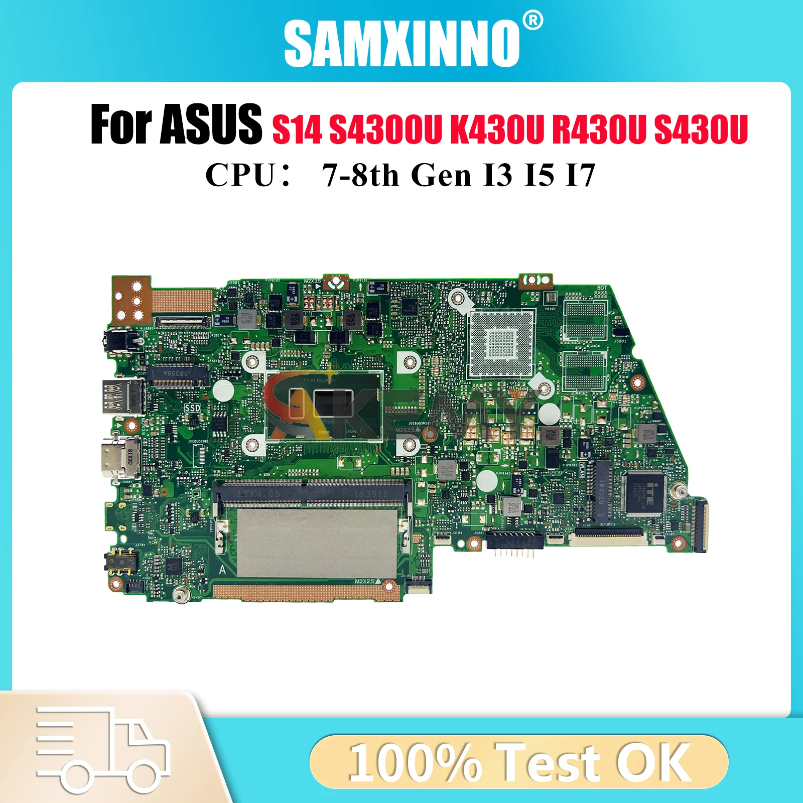 

X430UN Материнская плата для ноутбука ASUS VivoBook S14 K430U X430U X430UA S4300U X430UN R430U V430U S430U Материнская плата с процессором I3 I5 I7