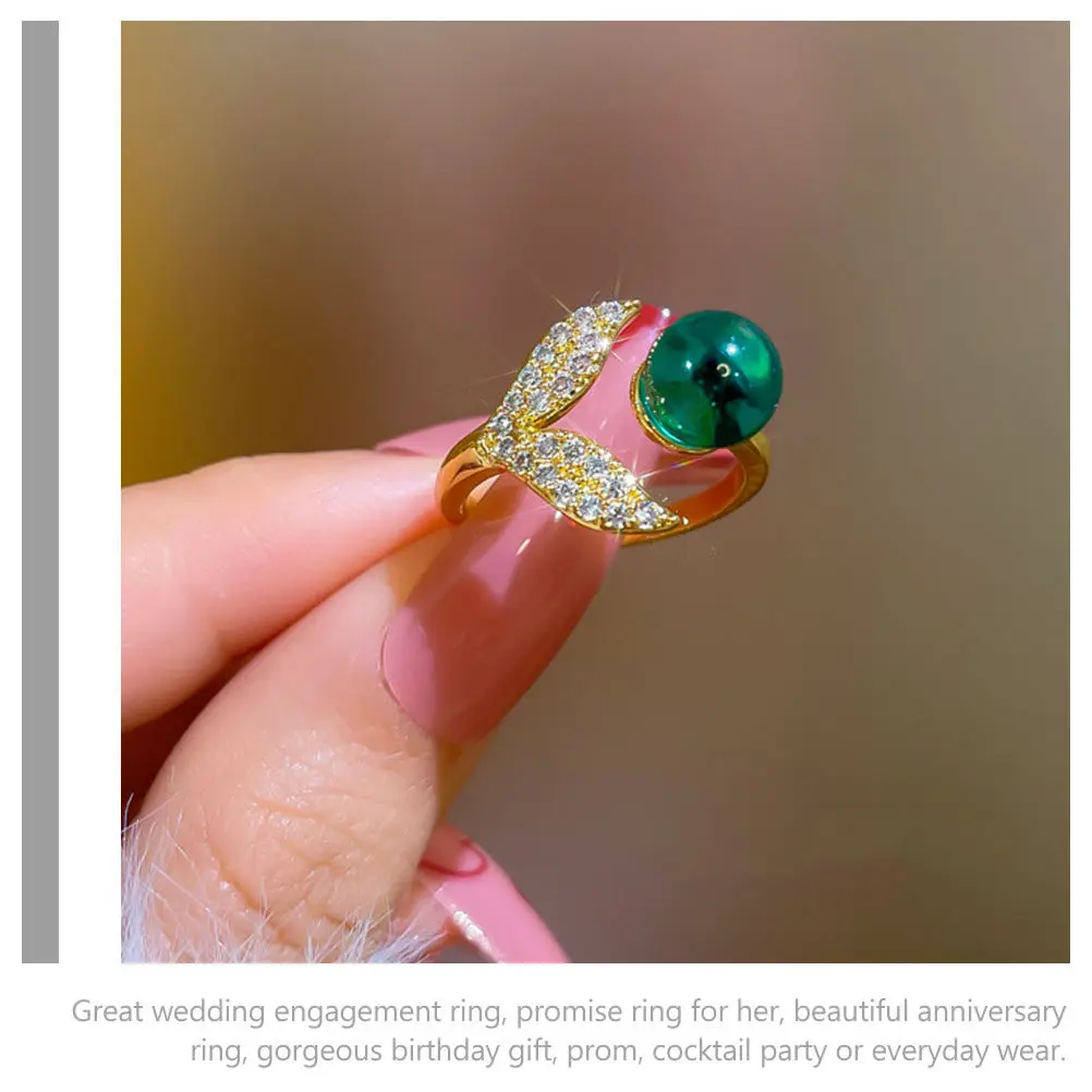 Adjustable Mermaid Open Ring for Women – Hypoallergenic Alloy Wedding Promise Jewelry