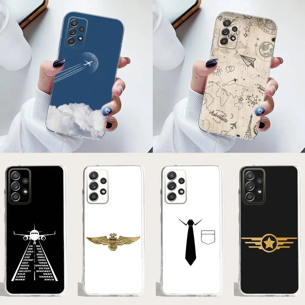 

Airplane Pilot Epaulette Phone Case Silicone For Samsung S30,23,21,22,20 FE lite,S10,9,PIus Note20ultra Soft Transparent