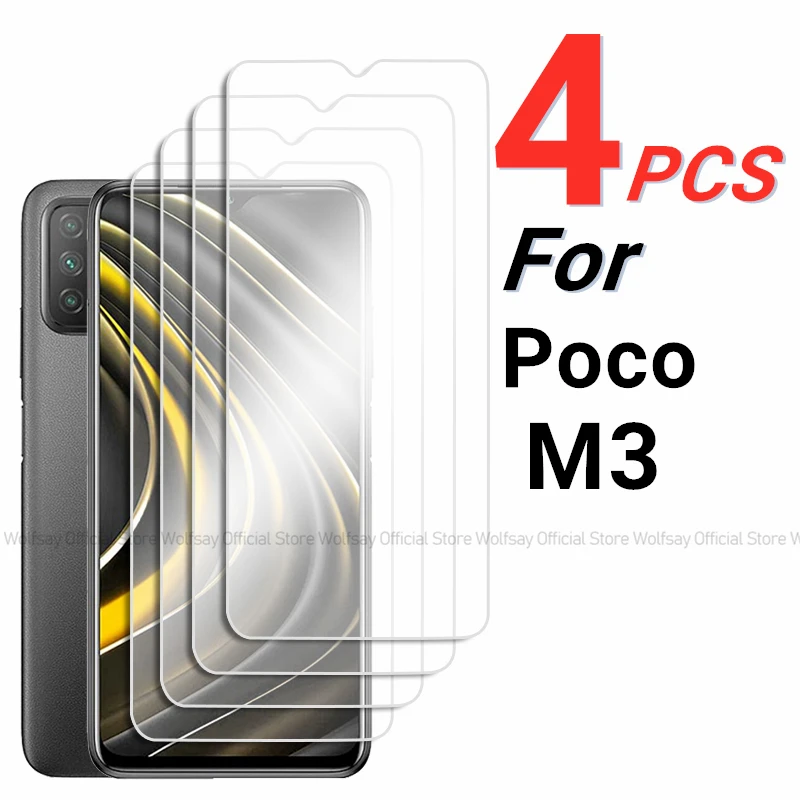 2/4PCS Ochrona ekranu dla Xiaomi Poco M3 Szkło hartowane dla Xiaomi Poco M3 Pełna ochrona kleju Szkło telefonu…