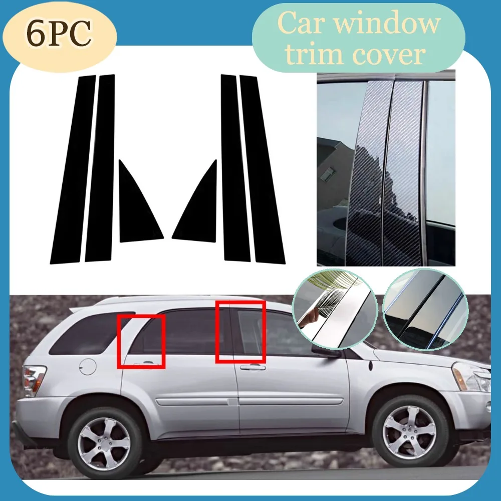 

6Pcs Silver Glossy Black Pillar Posts Fit For Chevy Equinox 2005 2006 2007 2008 2009 Door Window Trim Cover BC Column Sticker