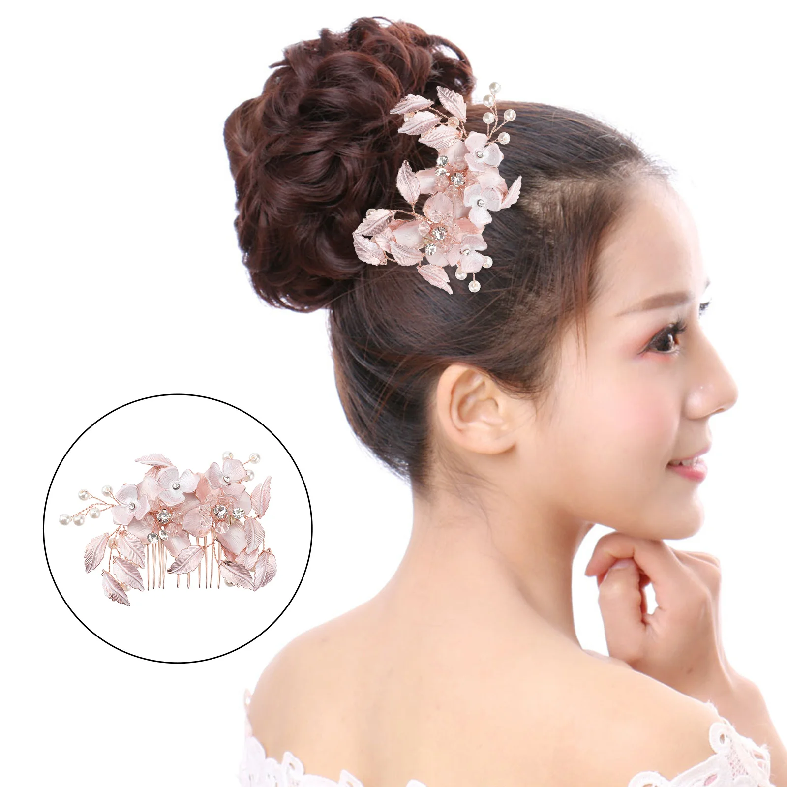 1 قطعة مشط شكل زهرة أنيقة كريستال غطاء الرأس الزفاف للنساء الزفاف أغطية الرأس الزفاف موضة لامعة أغطية الرأس الإكسسوار #6