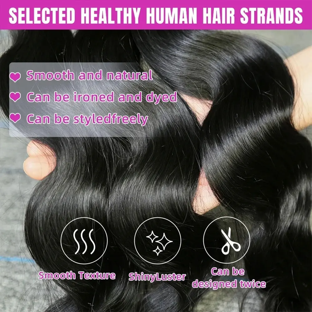 12 32 Inch Body Wave 100% Human Hair 1 3 4 Bundles Extensions Brazilian Natural Black Water Wave Raw Hair Virgin Hair Weaving