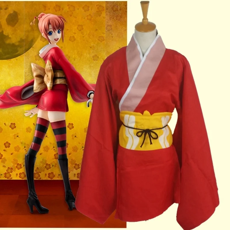 

Amine Gintama Kouka Kagura Cosplay Custom Adult Size Wedding Dress Hanging Shaft Improved Kimono Uniforms Cosplay Costume