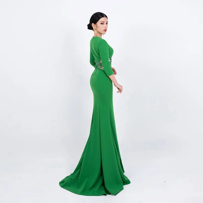 Evening Dress Custom Made Women New 2024 Handmade Beaded Annual Banquet Elegant Mermaid Dress Fish Tail Long Style FF22