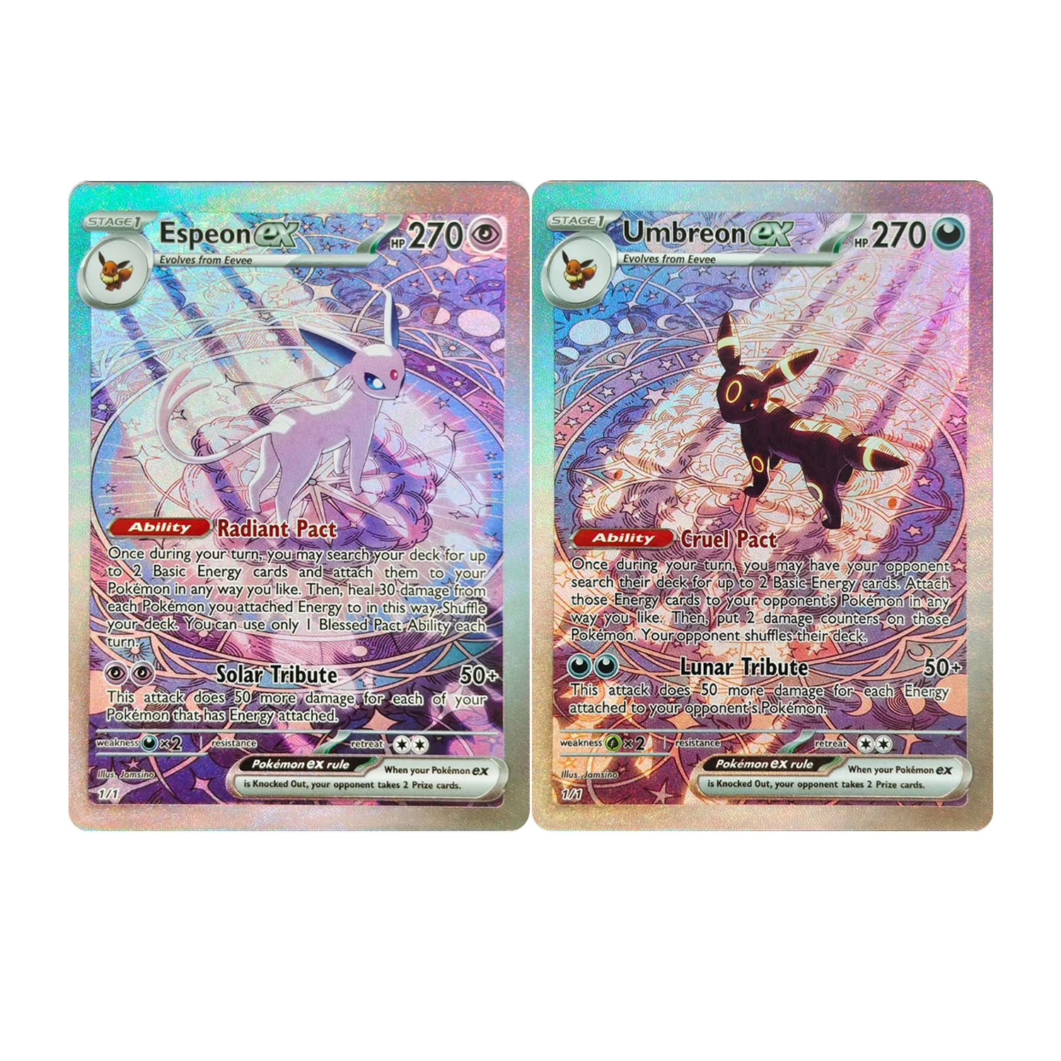 DIY TCG PKM Card Espeon ex Umbreon ex Premium Collectible Cards Anime Game Collection Cards Gift