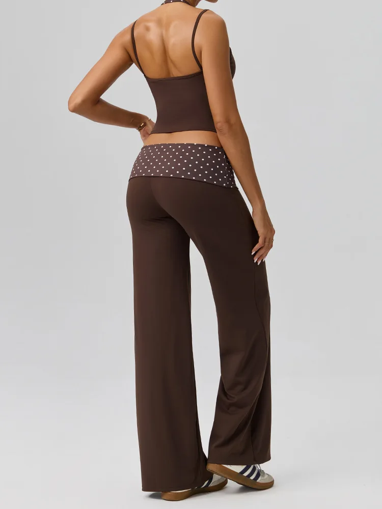 Women Yoga 2 Piece Set Wide Leg Pants Slim Fit Soft Stretchy Sportswear Gym Fitness Pilates Workout Matching Active Outfit Women