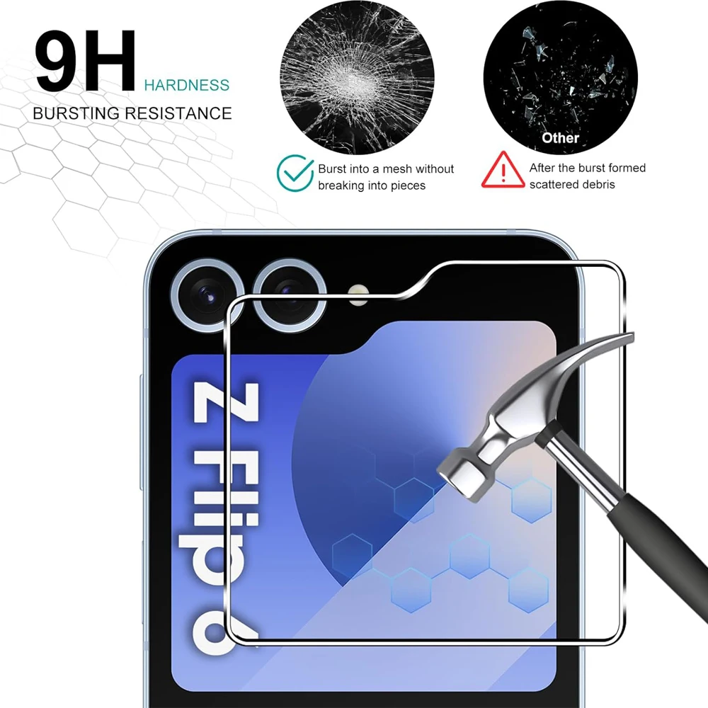 Schutzglas für Samsung Galaxy Z Flip 6, Z Flip 5 High Clear Tempered Glass Displayschutzfolie – Detail 3