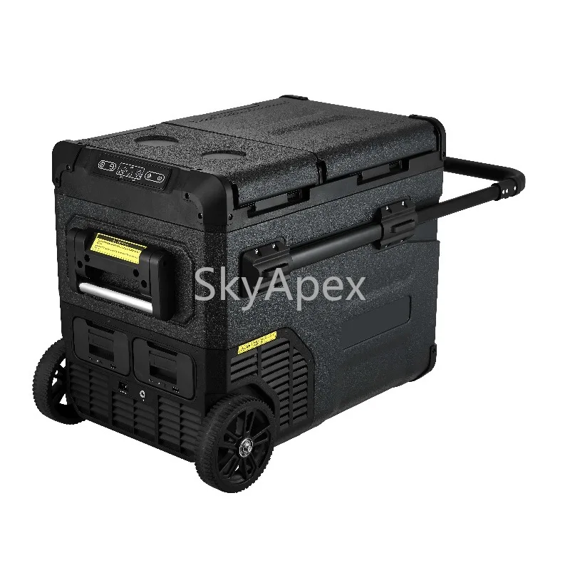 55L Dual Zone Portable Fridge Freezer With Eurotech Compressor Built In Battery Trolley Wheels For Car Truck Camping Travel Trip
