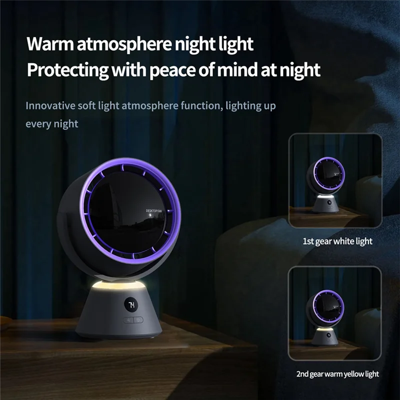 HHTL High-Speed Turbo Fan Shaking Head  Tabletop Circulation USB Small Fan With Light 1Set