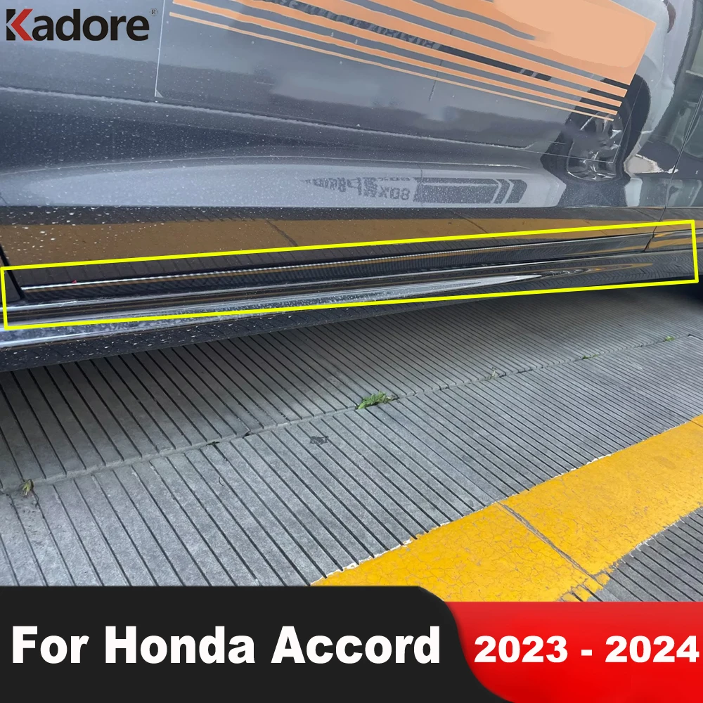 For Honda Accord Sedan 2023 2024 Carbon Fiber Car Side Door Body Trim Door Panel Streamer Molding Strip Exterior Accessories