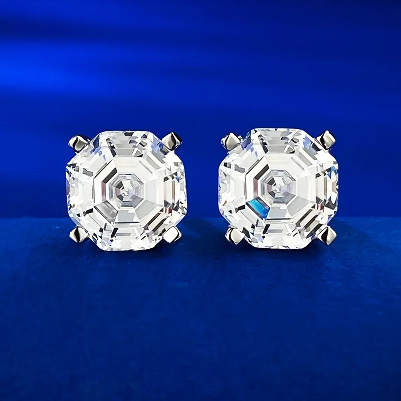 

High Carbon Diamond Zircon 925 Sterling Silver Stud Earrings for Girl Women Similar Moissanite Pink Citrine Fine Fashion Jewelry
