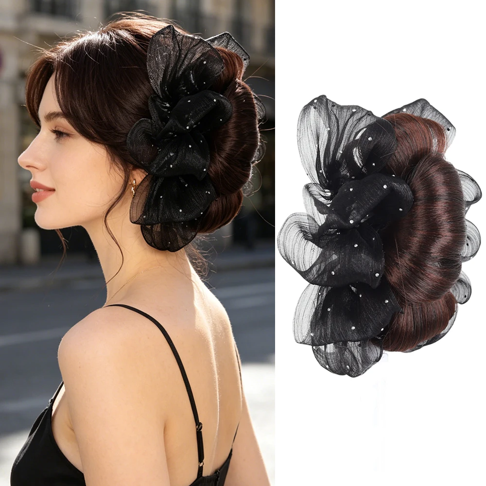 Synthetischer Haarknoten mit Klammer, Haardonut, Kunsthaar, Hochzeit, Party, Alltag, Hochsteckfrisur, Haar-Accessoire für Frauen, Brautjungfern