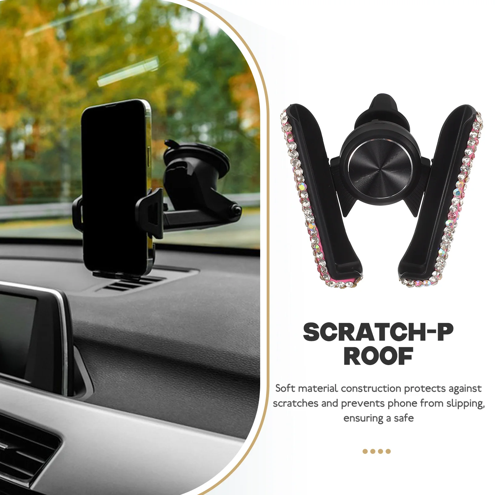 

Rhinestone Car Holder Mount Air Vent Clip Rotating Universal Cell Phone Stand Dashboard Support 360 Degree Adjustable Scratch