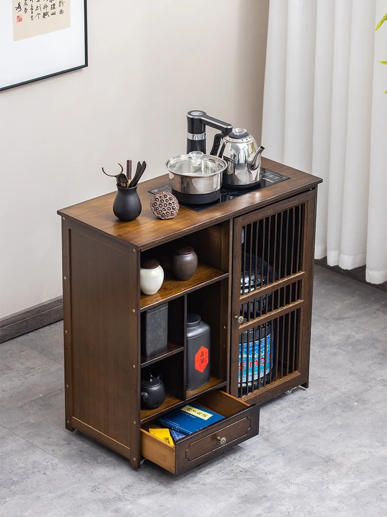 Tea cabinet, tea table, side cabinet, tea table, kettle integrated, non-solid wood office locker
