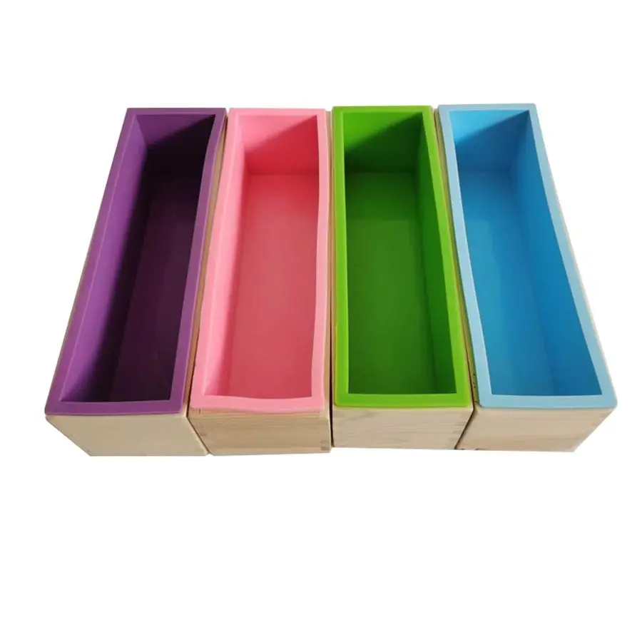 

Pcs Flexible Rectangular Soap Mold Silicone Molds with Wood Box Soap Loaf Making Supplies DIY Tool for Making CraftPurple, Green