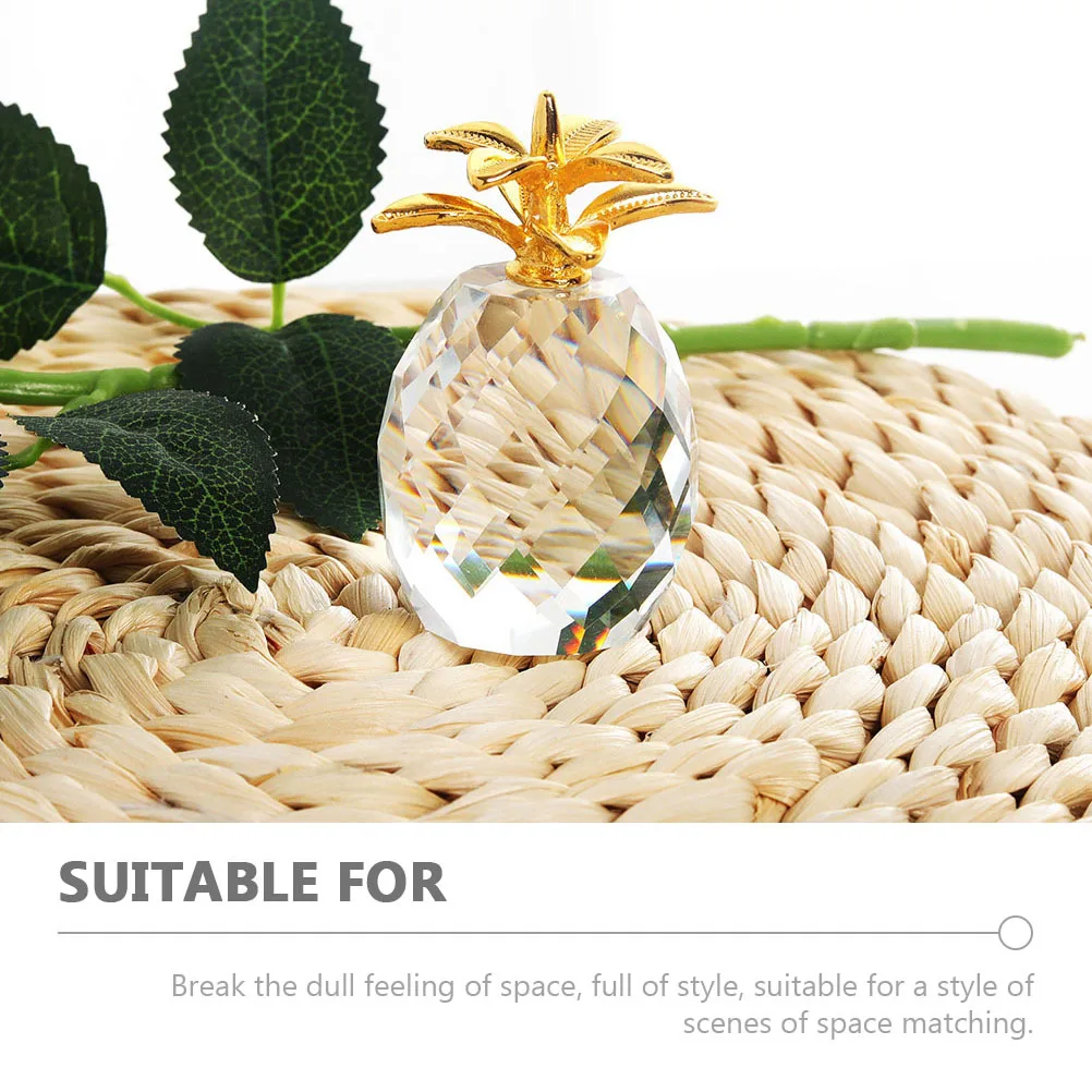 

2Pcs Crystal Pineapple Statue Exquisite Craftsmanship Compact Size Ideal for Various Settings Fruit Figurine Crystal Pineapple