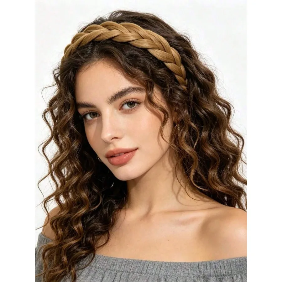

1pc Women's Fashionable Elegant Rejuvenating Wide-Brim Braided Headband Hair Band Hair Hoop Hairband