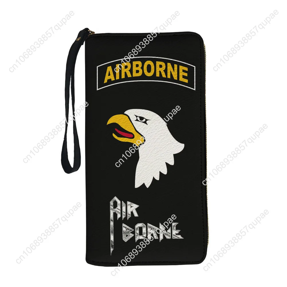 Airbourne Australische rockband aangepaste portemonnee portemonnee heren dames rits lange portefeuilles dubbele print draagbare portemonnee cadeautas