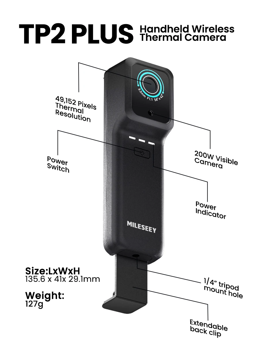 MILESEEY-cámara térmica TP2 PLUS para iPhone, iOS, Android, 256x192, WIFI, cámara de imagen térmica para reparación