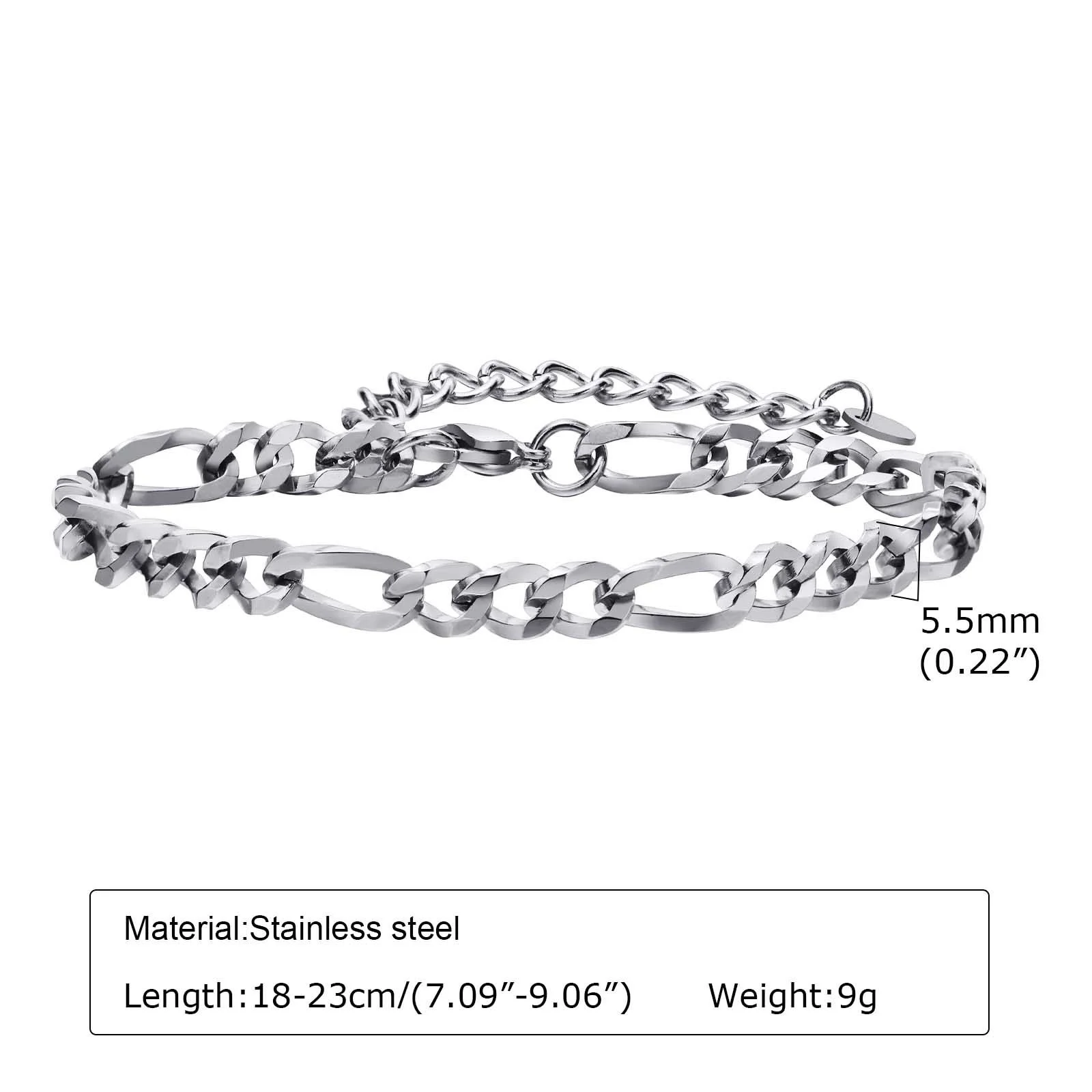 Figaro Chain Bracelets for Men Women,Adjustable Stainless Steel Silver Gold Color NK Chains Bracelets,Jewelry Accessories Gift