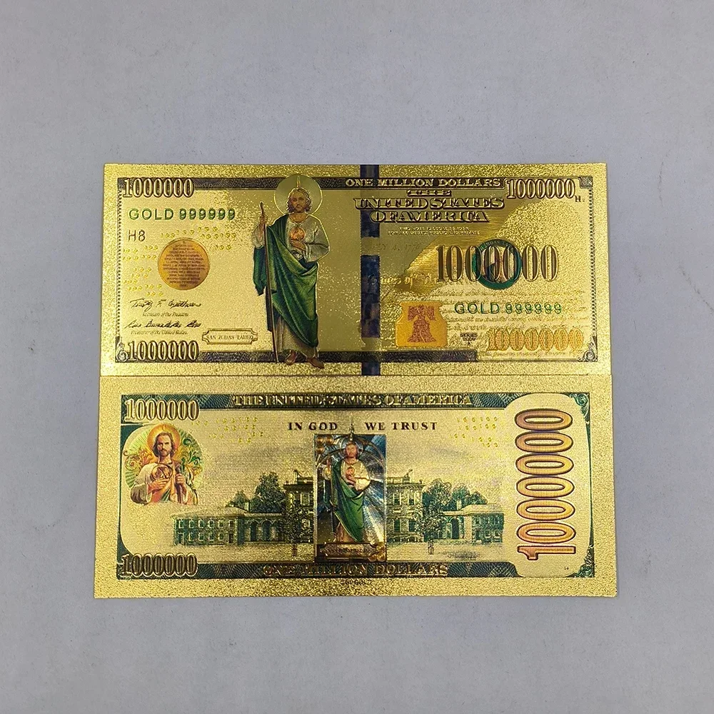 

100pcs New God Christ Jesus Gold Banknote Gold Foiled Plastic Card Collectibles Art Commemorative Coin For Souvenir Gift