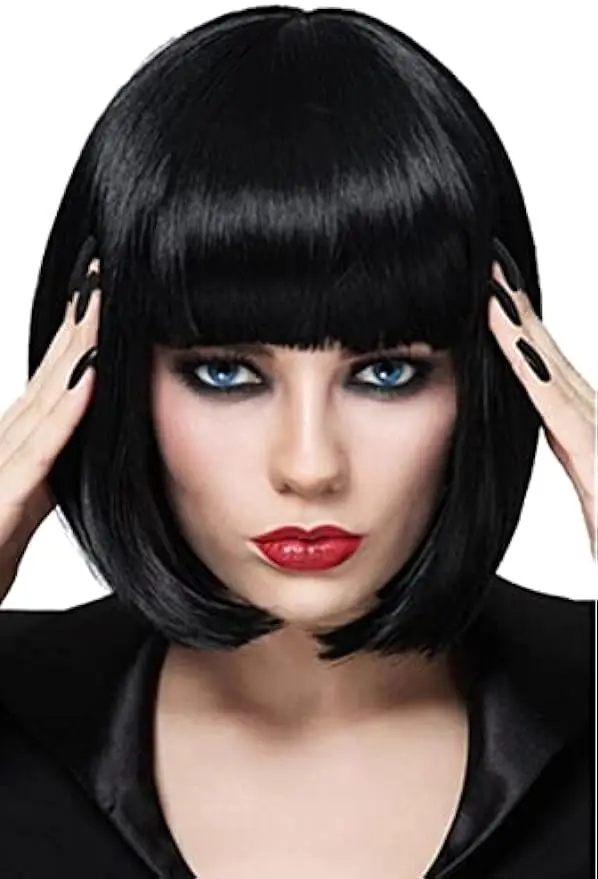 Black Bob Wigs for Women Hair Wig with Bangs Natural Fashion Synthetic Wig Cute Colored Wigs for Daily Party Halloween