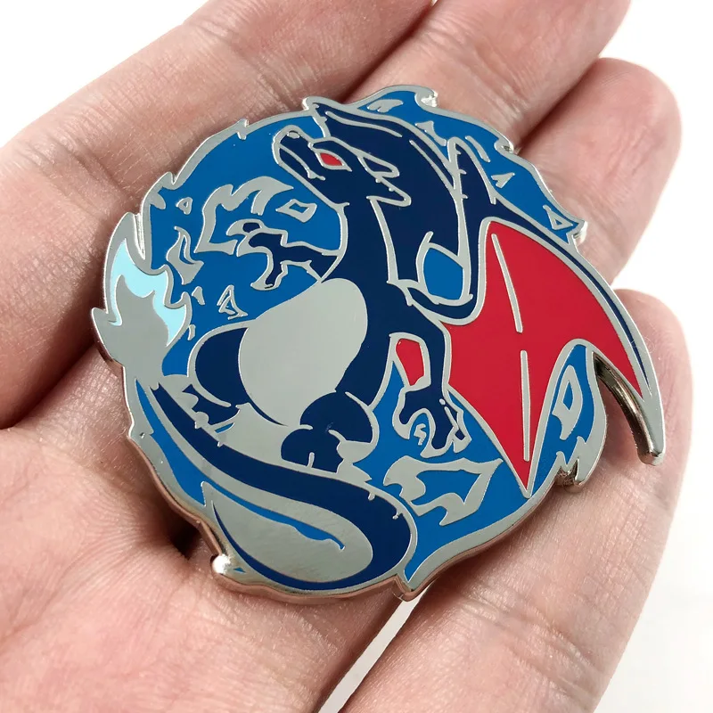 Pokemon Charizard Rayquaza Metal Brooch Pikachu Cartoon Kawaii Badge Anime Figures Badges Lapel Pin Brooch Kids Christmas Gifts