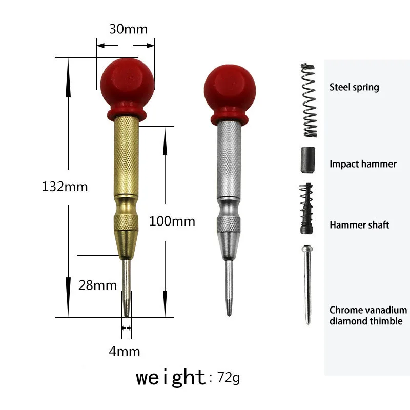 Pin Center Hole Tool mosiężna punktak automatyczny do metalu i drewna dla mechaników stolarzy prasa Dent Marker Work