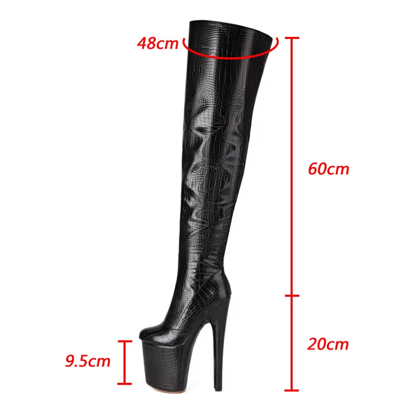 Rontic New Arrival Women Winter Over The Knee Boots Crocodille Ultra High Heels Round Toe Pretty Gold Club Shoes US Size 4-10.5