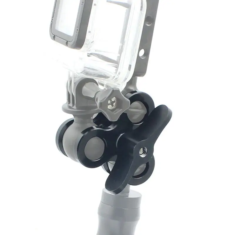 【جديد】أذرع وصلة كروية من سبائك الألومنيوم مكونة من 3 أقسام مشبك كروي مثبت على ملء حامل مصباح الضوء للغوص والتصوير تحت الماء