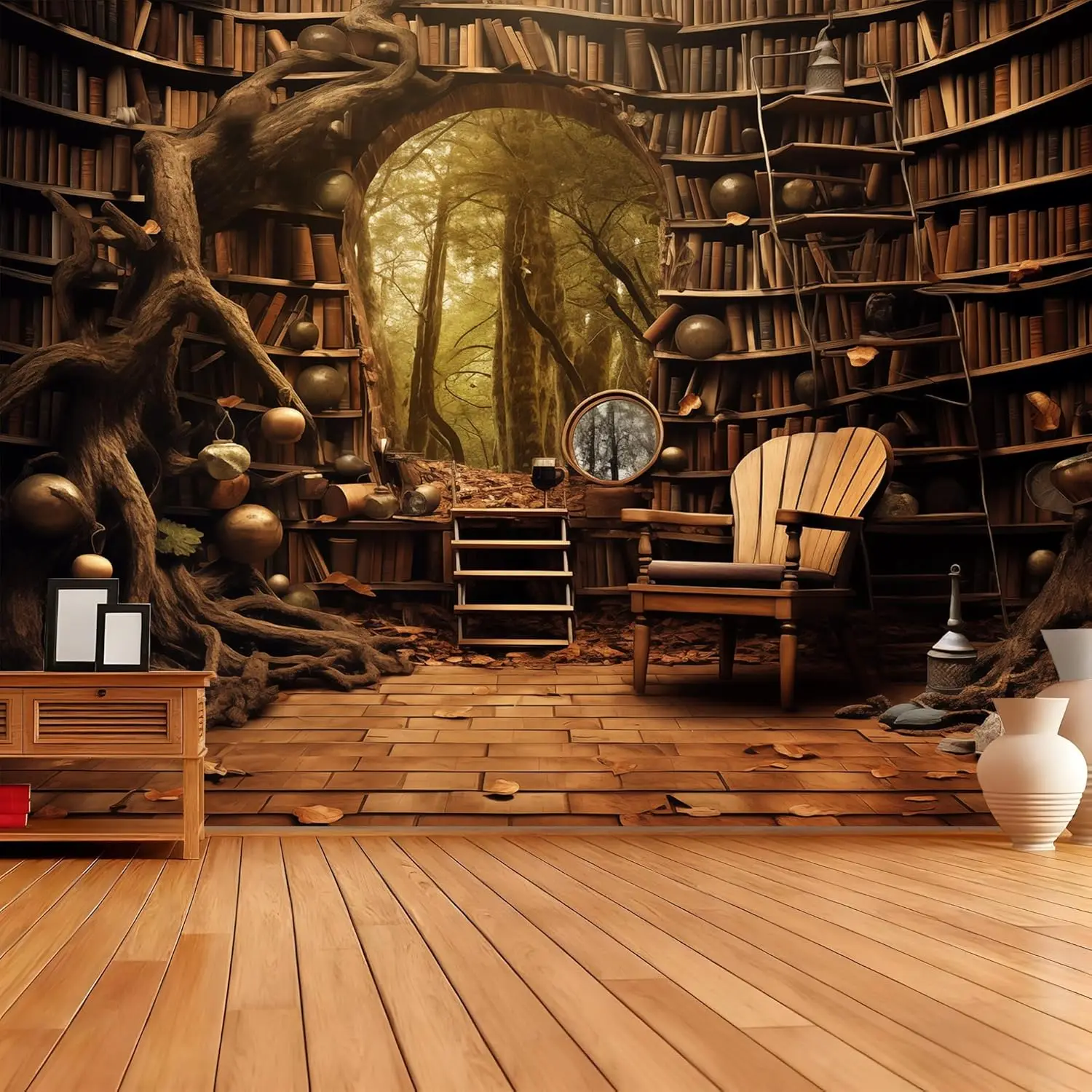 

Bookshelf Tapestry, Fairy Tale Forest Academic Tapestry Wall Hanging Fantasy Witch Backdrop for Bedroom Living Room Decor