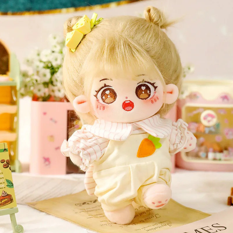 Kawaii Pluche Katoenen Pop Idool Gevulde Super Ster Figuur Poppen Blonde Haar Bruine Ogen Dikke Lichaam Meisje Pop Kan Van Kleding Veranderen Cadeau