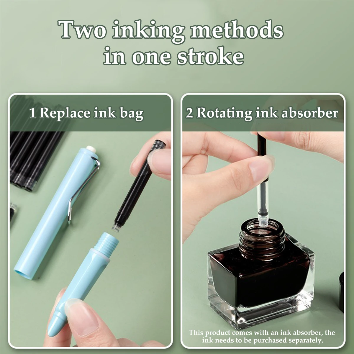 1Set Pressing Automatic Telescopic Pen Replaceable Ink Bag 0.38mm Soft Grip Pen School Student Office Stationery Supplies