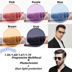 Blue Light Ray Photochromic Progressive Multifocal Lenses 1.56/1.61/1.67/1.74 UV Radiation Protection wear-resistant Lenses