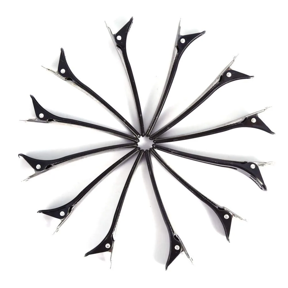 12PCS 12 Pcs Pack Hair Sectioning Clips Aluminium Alloy Non-Slip Design Alligator Hair Clips Black Color Colorful Plastic