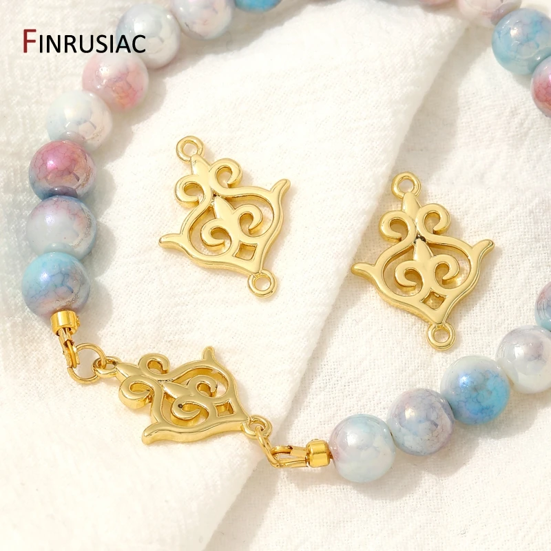 18K Gold Plated Brass Heart/Angle Pattern Connector Charms,Double Hole Charms Connector For DIY Bracelet Making Accessories - view 6