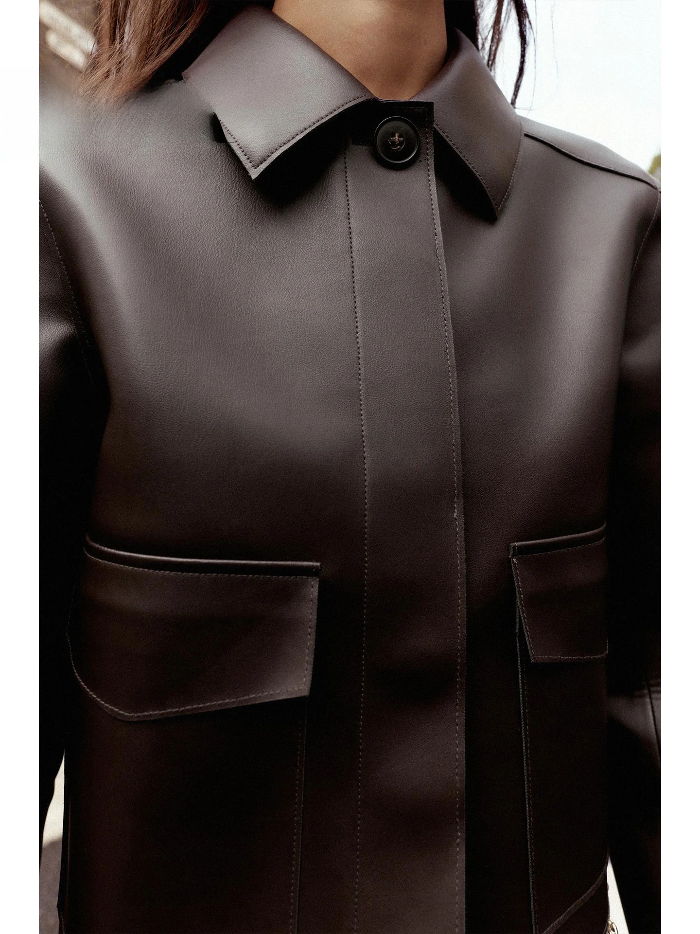 ZAPRHA 2025 Autunno Nuovo Colletto Allentato Ort Pelle Jaet Capispalla Dimagrante da Donna Casual Sle Stand Fit con kets