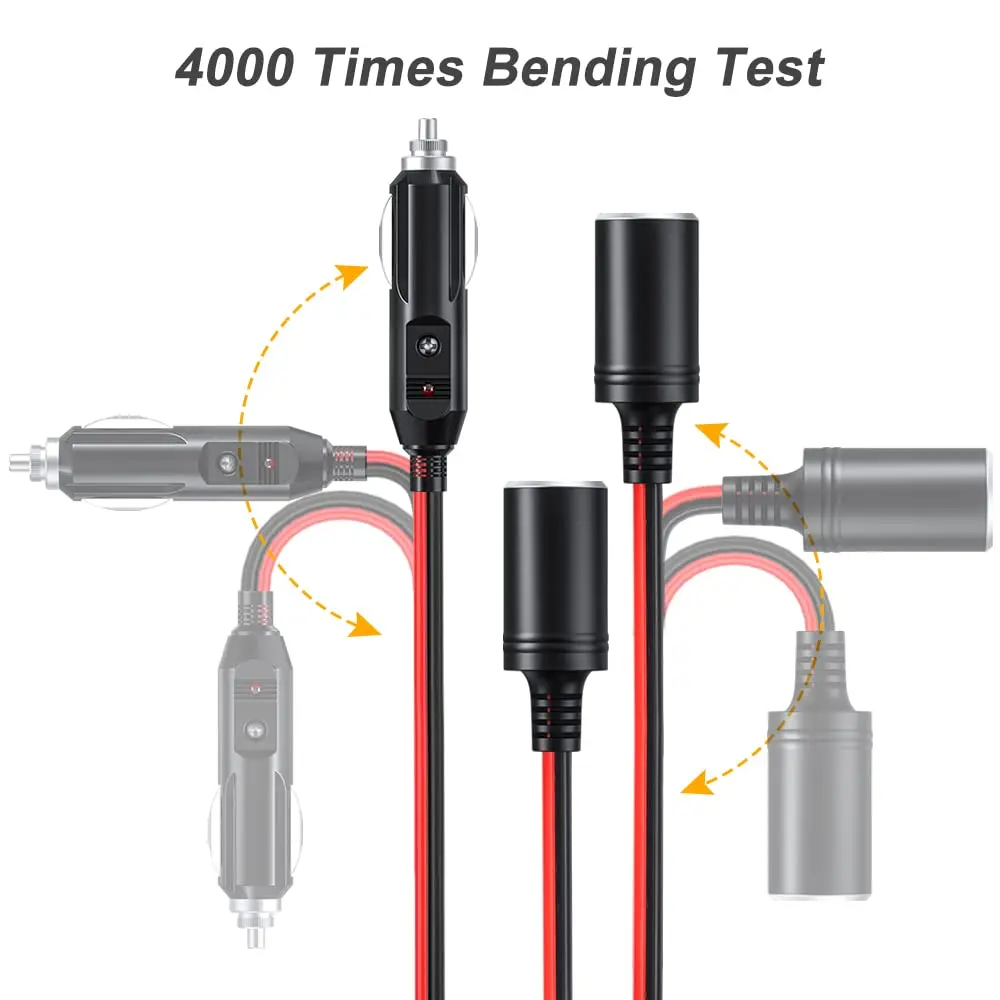 Extractme-Cable de extensión para encendedor de cigarrillos de coche, adaptador divisor de encendedor de cigarrillos, puerto de cargador de 12V/24V, 16AWG, 15A, 1 a 4