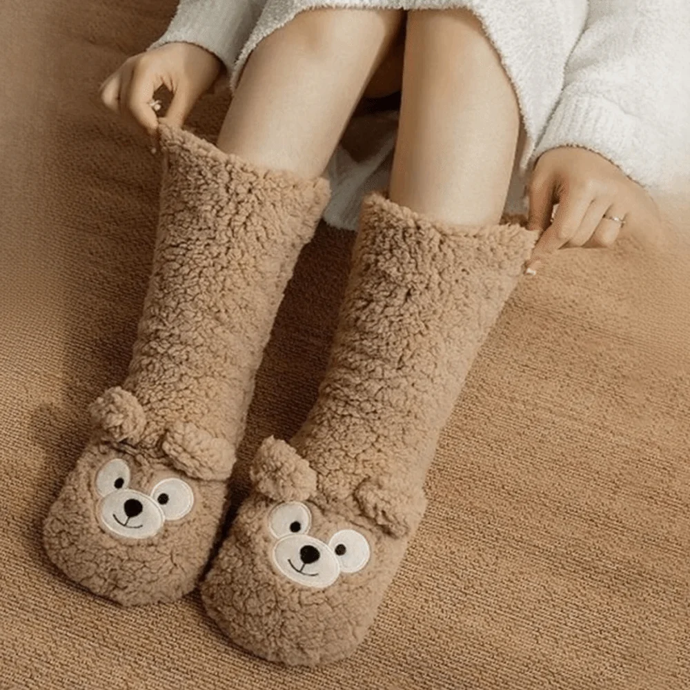 

Warm Thickened Thermal Socks Coral Fleece Soft Snow Socks Cartoon Anti Slip Sleeping Socks Women