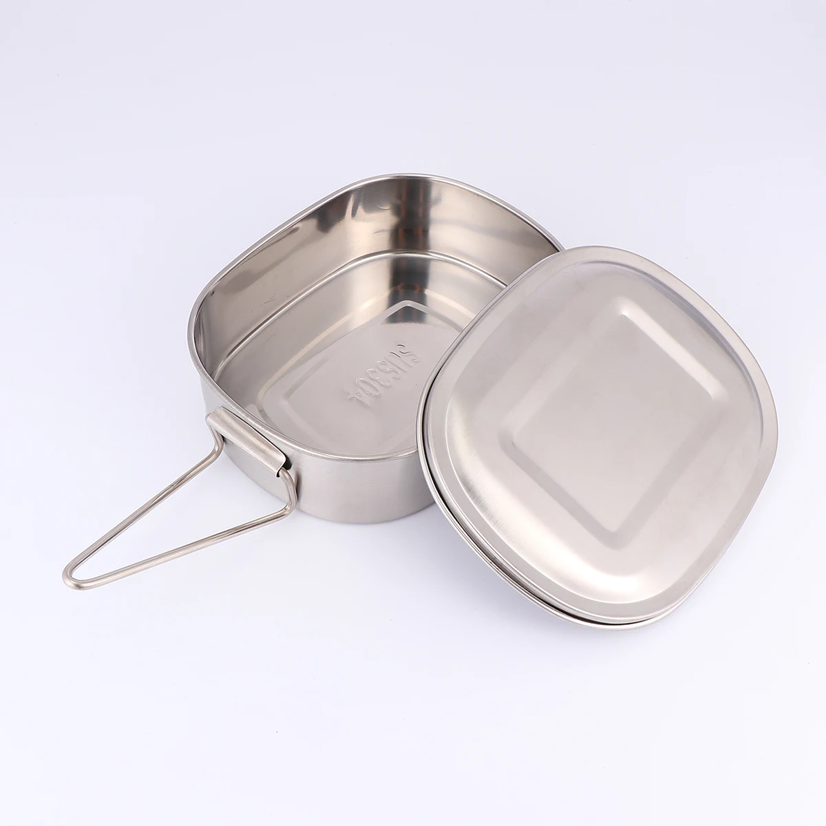 

Stainless Steel Lunch Box Outdoor Rectangle Simple Shape Design Foldable Handle