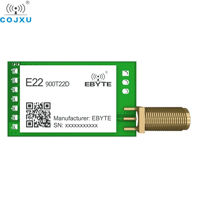 

Радиочастотный модуль Lora, 868 МГц, 915 МГц, 22 дБм, 5 км, SMA-K Cojxu E22-900T22D-V2, 5 В, UART GPIO ISM Band, приемопередатчик RSSSI