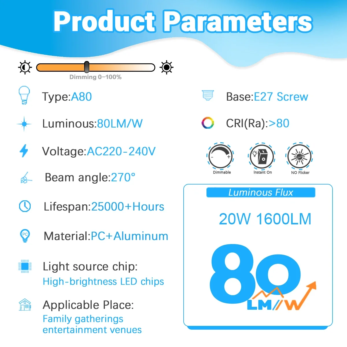 1-10 قطعة E27 يعتم LED لمبة مصابيح هايت الطاقة 20 واط 1600LM لمبات 3000 كيلو 4000 كيلو 6000 كيلو الإضاءة الطبيعية لا ضوء وميض للمنزل #3