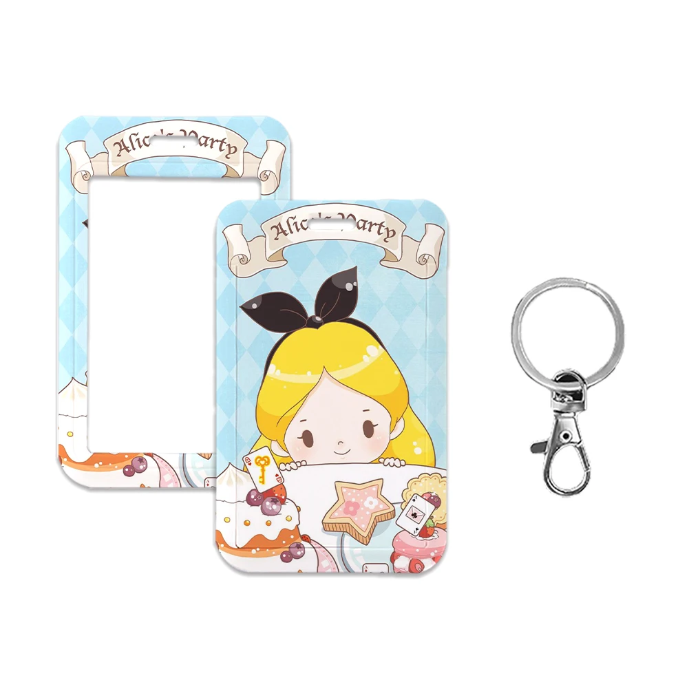 Cartoon Princess Lanyard Alice Keychain key Badge Mobile Phone Rope Lanyard With Kawaii Card Holder Cover Girls Kids