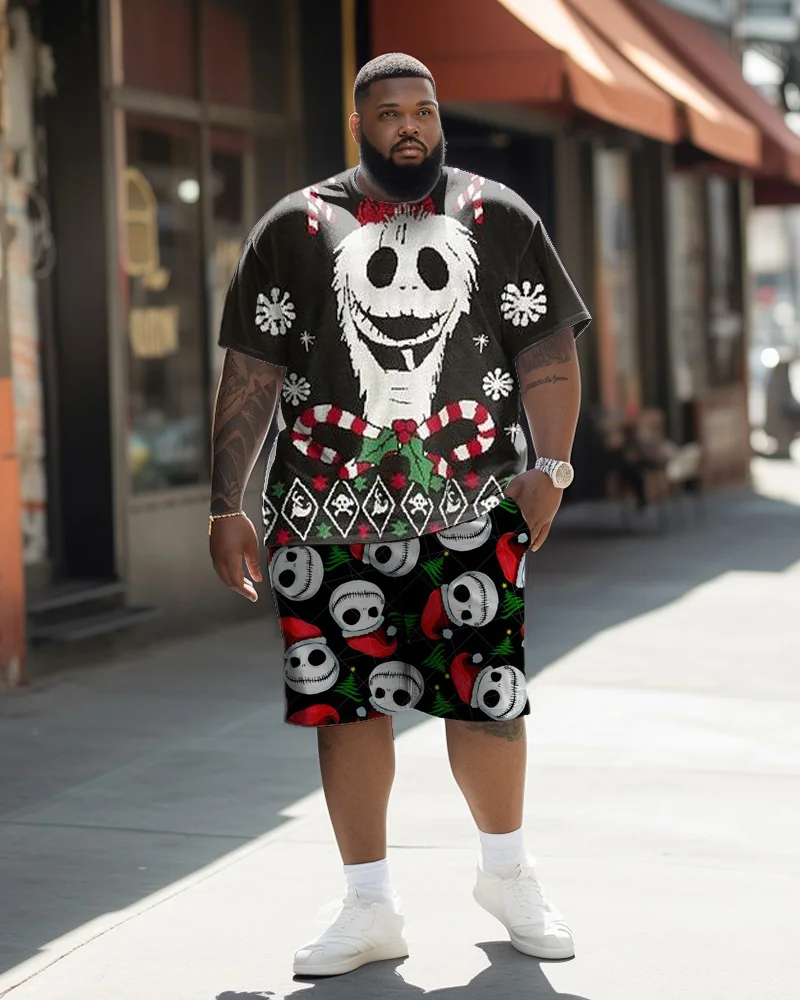 Biggmans-ropa de talla grande para hombre, camiseta de manga corta con estampado de advertencia, grande y alto L-9Xl, azul